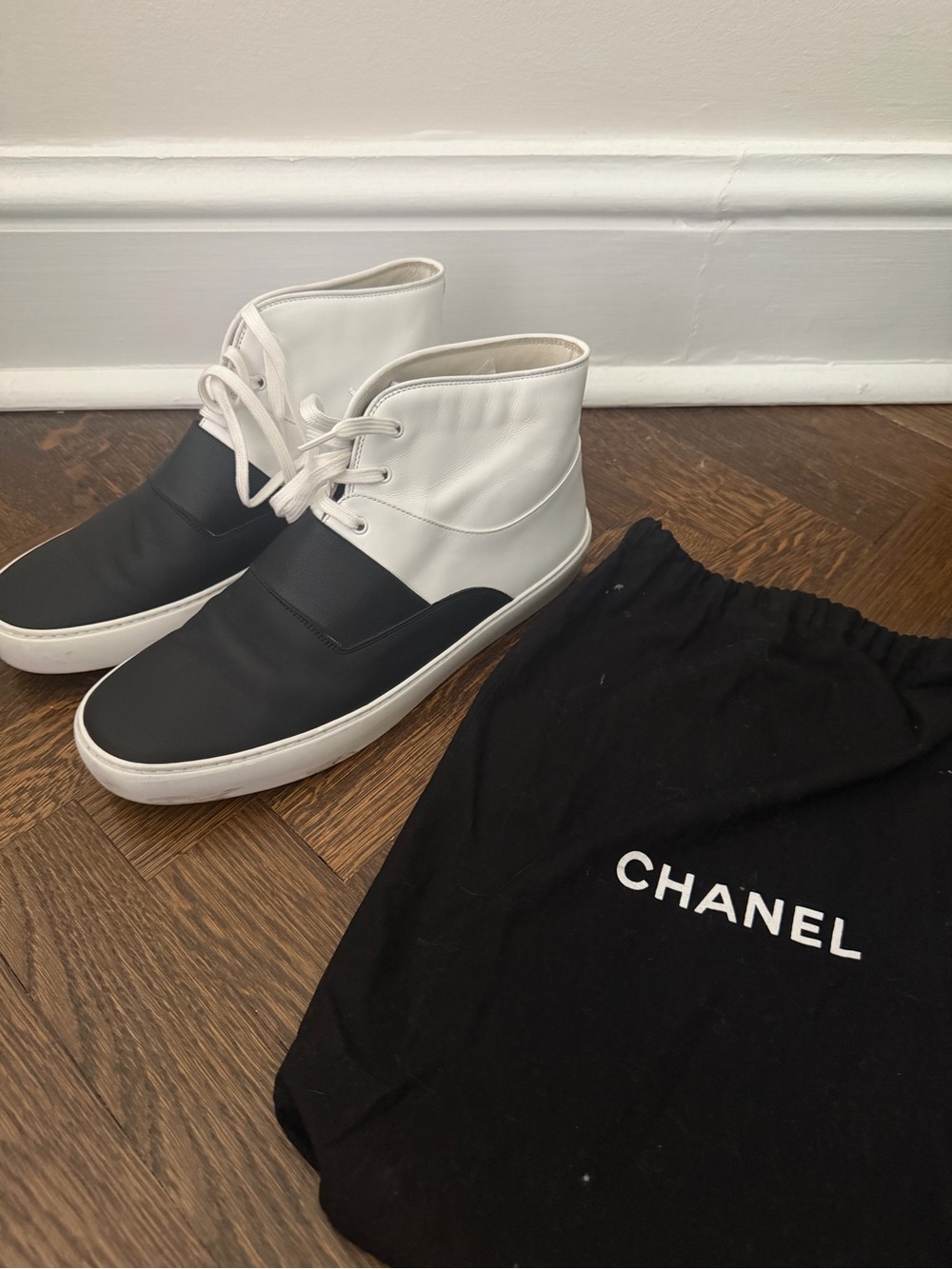 CHANEL Black and White High-Top Sneakers size 41